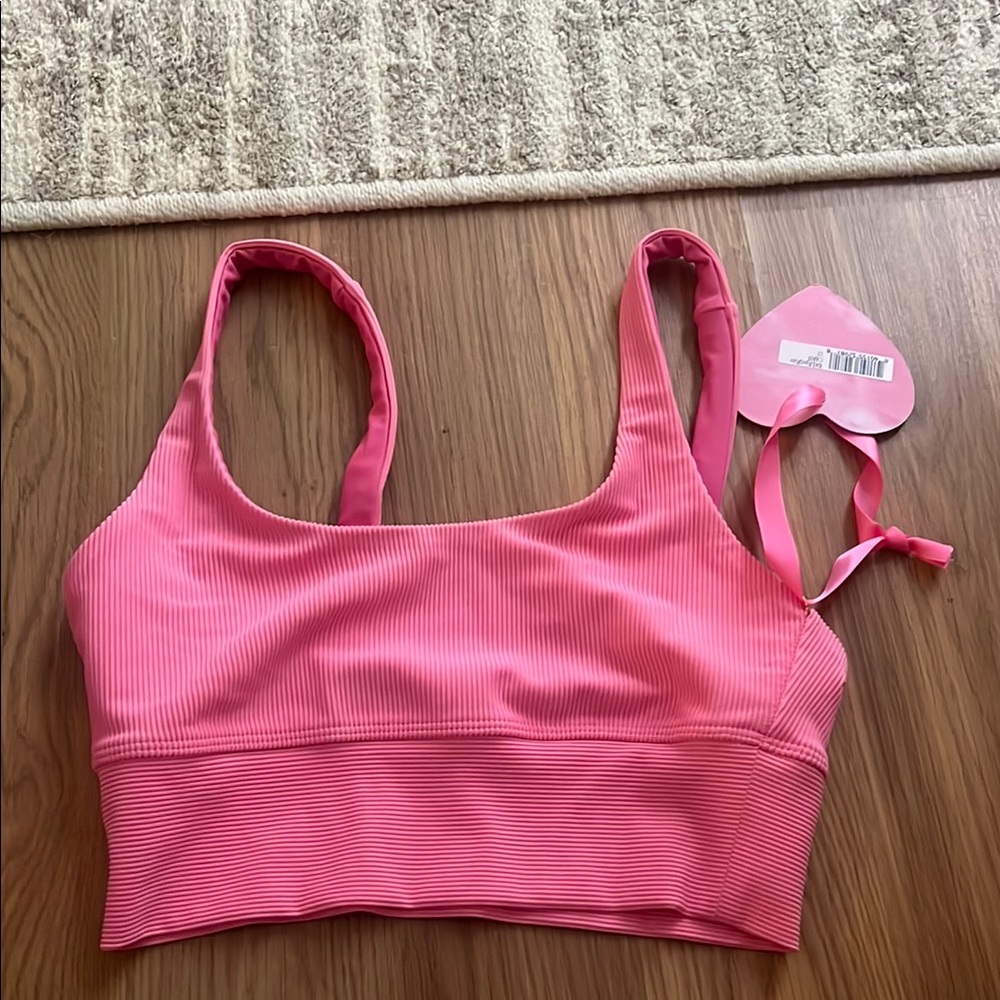 LoveShackFancy Pink Seamless Sports Bra
